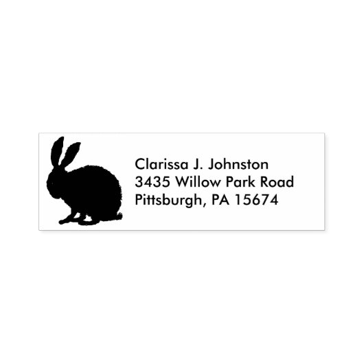 Tampon Auto-encreur Silhouette en noir d'un lapin assis flou (Design)