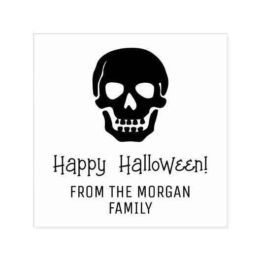 Tampon Auto-encreur Silhouette gothique du crâne Joyeux Nom d'Hallowee (Design)