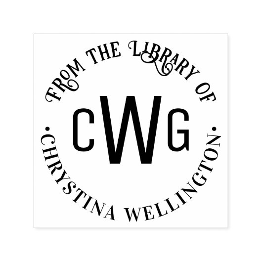 Tampon Auto-encreur Simple 3 Lettre initiale Monogramme #1 Livre de bi (Design)