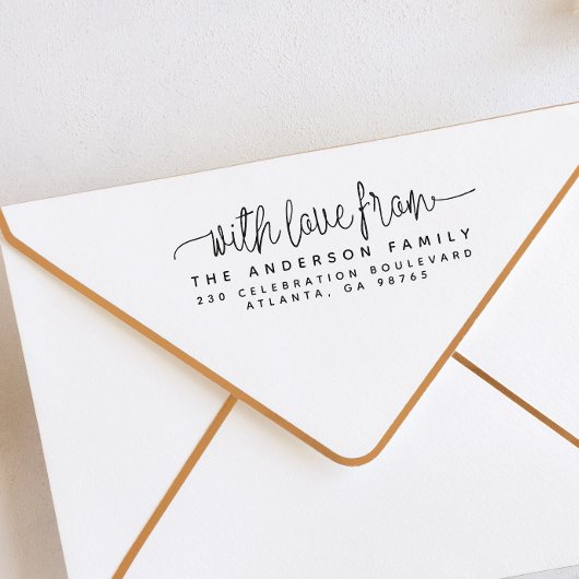 Tampon Auto-encreur Simple Avec Amour De Nom De Famille Et Adresse De 