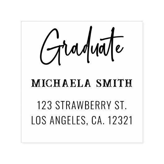 Tampon Auto-encreur Simple Black Script Graduate Adresse de retour (Design)
