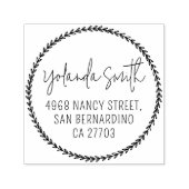 Tampon Auto-encreur Simple Botanique Feuille Calligraphie Adresse de r (Design)