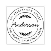 Tampon Auto-encreur Simple Botanique Rond Adresse de retour (Design)