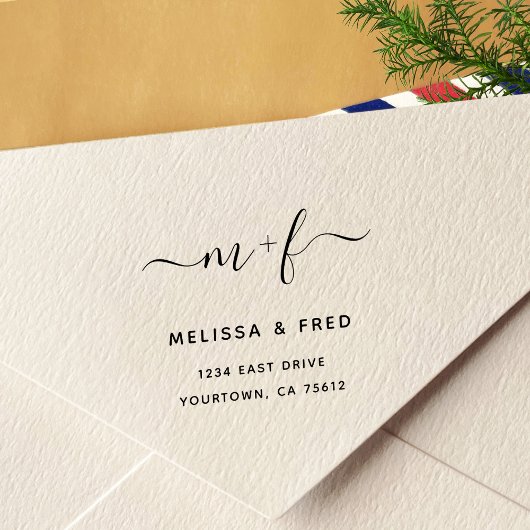 Tampon Auto-encreur Simple Calligraphie Adresse de retour Stam autopor