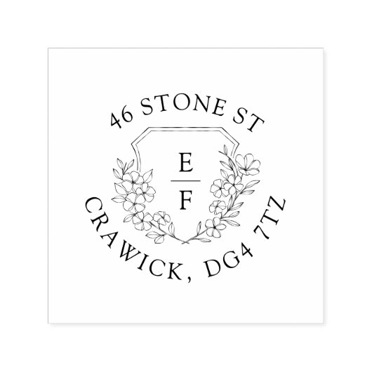 Tampon Auto-encreur Simple Cerise Fleur Monogramme Crest Circulaire (Design)
