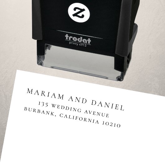 Tampon Auto-encreur Simple Classic Script Names Mariage Adresse de ret