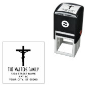 Tampon Auto-encreur Simple Crucifixion Nom croisé Adresse de retour (En situation)
