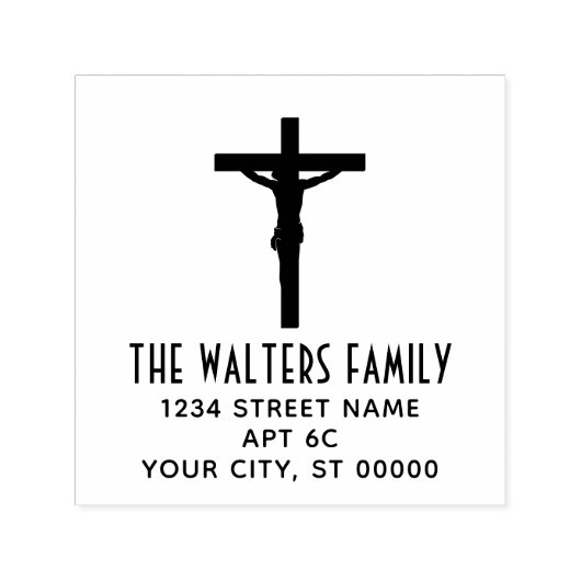 Tampon Auto-encreur Simple Crucifixion Nom croisé Adresse de retour (Design)