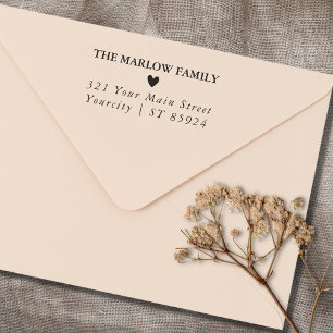 Tampon Auto-encreur Simple Cute Heart Nom de famille et adresse de ret