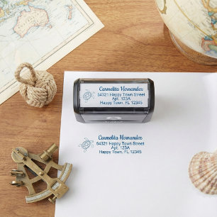 Tampon Auto-encreur Simple Cute Tropical Turtle Adresse de retour