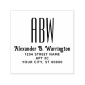 Tampon Auto-encreur Simple Elegant 3 Initial Monogramme Nom Adresse (Design)