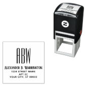 Tampon Auto-encreur Simple Elegant 3 Monogramme initial Adresse #8 (En situation)