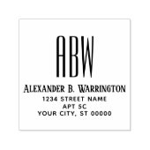 Tampon Auto-encreur Simple Elegant 3 Monogramme initial Adresse #8 (Design)