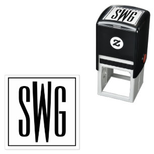 Tampon Auto-encreur Simple Élégant Monogramme de 3 Lettres Initiales #