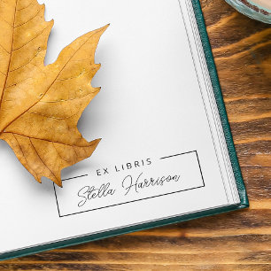 Tampon Auto-encreur Simple EX LIBRIS écriture manuscrite Nom