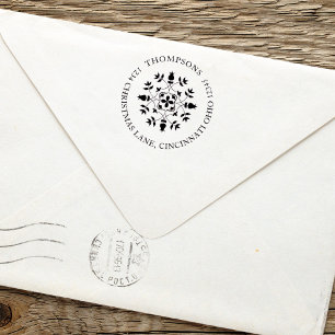 Tampon Auto-encreur Simple Holiday Return Adresse Snowflake Élégant