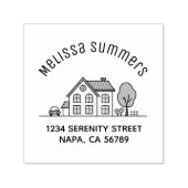 Tampon Auto-encreur Simple House Illustration Arch Adresse 3 (Design)