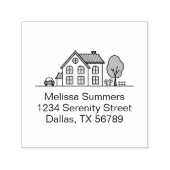 Tampon Auto-encreur Simple House Line Art Adresse 3 (Design)