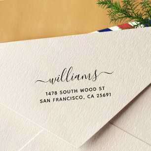 Tampon Auto-encreur Simple minimaliste calligraphie Adresse de retour 