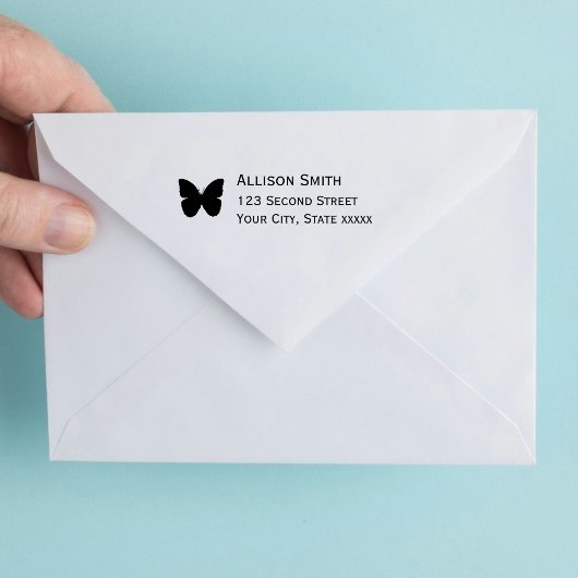 Tampon Auto-encreur Simple Modern Butterfly Black Address