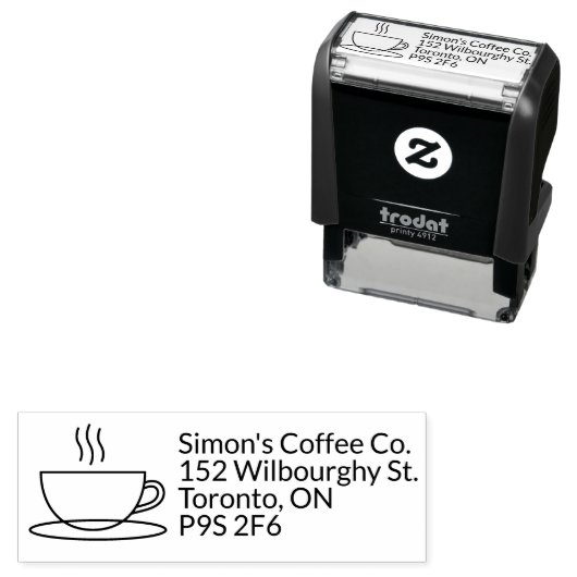 Tampon Auto-encreur Simple moderne Coffee Cup auto-encastré Timbre (En situation)