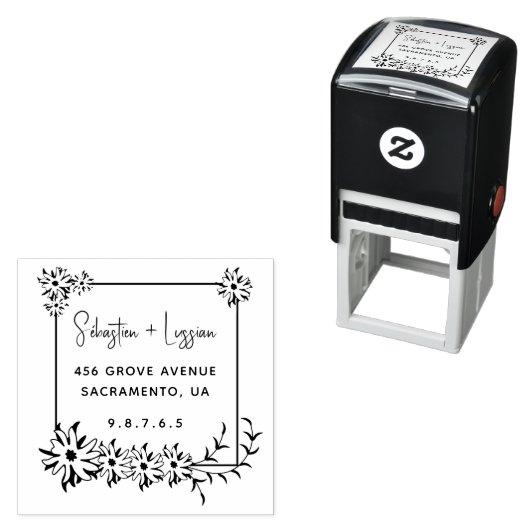 Tampon Auto-encreur Simple moderne couronne mariée Couple (En situation)