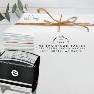 Tampon Auto-encreur Simple moderne minimaliste Adresse de retour Noël