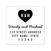Tampon Auto-encreur Simple Monogramme Heart Couple Mariage Adresse (Design)