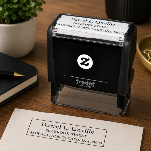 Tampon Auto-encreur Simple Nom en Gras Adresse de Retour d'Entreprise