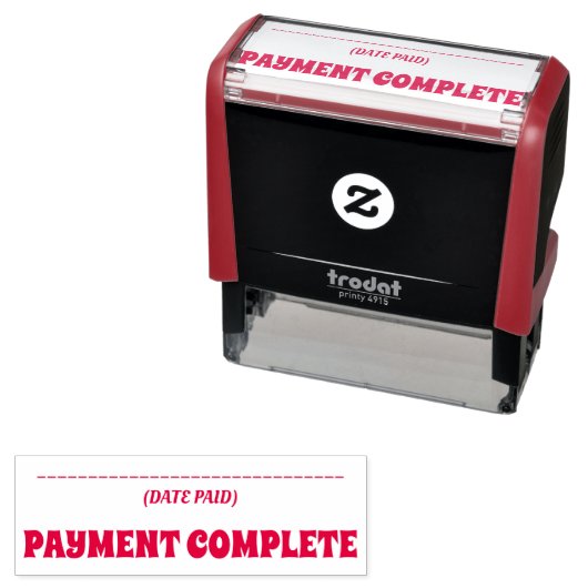 Tampon Auto-encreur Simple "PAIEMENT COMPLET" Timbre en caoutchouc (En situation)