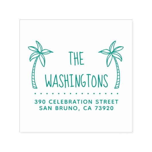 Tampon Auto-encreur Simple Palm Trees Nom de famille Adresse de retour (Design)