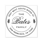 Tampon Auto-encreur Simple Round Rustique Nom de famille Adresse de re (Design)