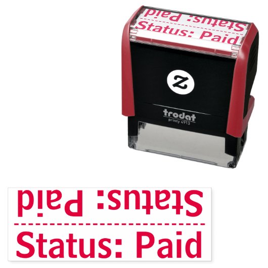 Tampon Auto-encreur Simple "Statut : Payé" Timbre en caoutchouc (En situation)