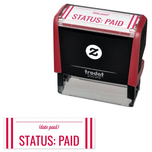 Tampon Auto-encreur Simple "STATUT : PAYÉ" Timbre en caoutchouc (En situation)