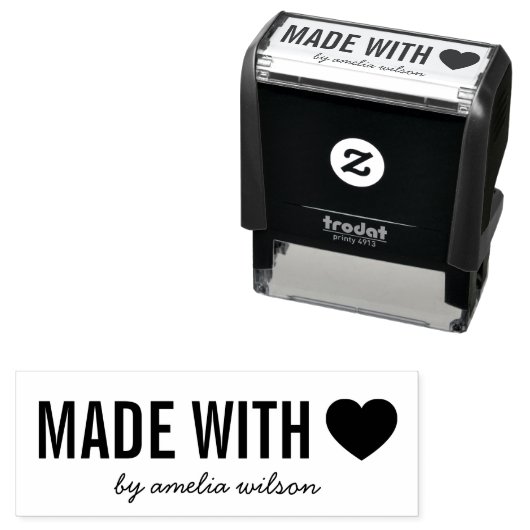 Tampon Auto-encreur Simple stylish Personnaliser le coeur fait avec am (En situation)