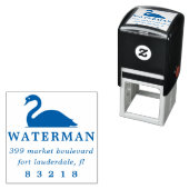 Tampon Auto-encreur Simple Swan Silhouette Nom de famille Adresse de r (En situation)