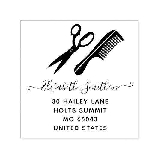 Tampon Auto-encreur Simples ciseaux Coiffeur professionnel (Design)