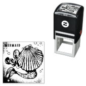 Tampon Auto-encreur Sirène avec dessin de coquille de mer (En situation)