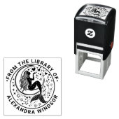 Tampon Auto-encreur Sirène sulfureuse sur Crescent Moon Nom du livre (En situation)