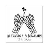 Tampon Auto-encreur Skeleton Mains Pinky Sweer, Coeurs Couple Mariage (Design)