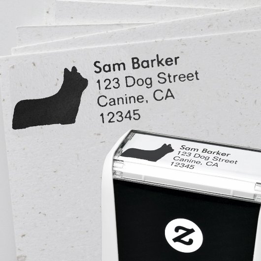 Tampon Auto-encreur Skye Terrier Chien race Silhouette Adresse de reto