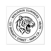 Tampon Auto-encreur Snarling Tiger Profile Round Address (Design)
