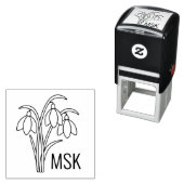 Tampon Auto-encreur Snowdrops - Fleurs de printemps Monogrammes Initia (En situation)