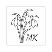 Tampon Auto-encreur Snowdrops Spring Flowers Monogram Initials (Design)
