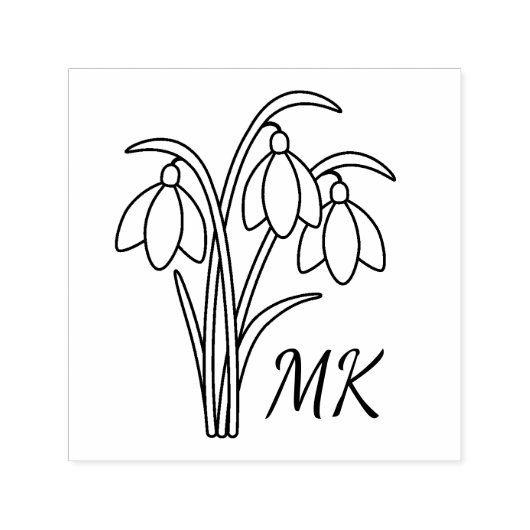 Tampon Auto-encreur Snowdrops Spring Flowers Monogram Initials (Design)