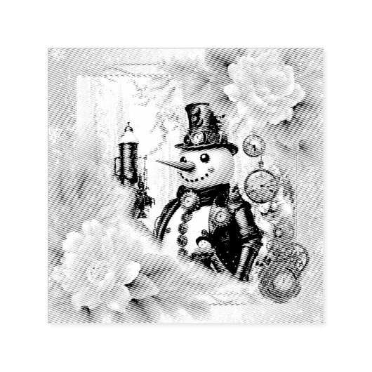 Tampon Auto-encreur Snowman à temps ! Steampunk Snowman (Design)