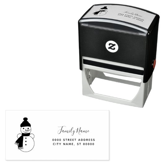 Tampon Auto-encreur Snowman Return Address Self-inking Stamp (En situation)