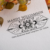 Tampon Auto-encreur Soleil céleste holistique et monogramme lunaire