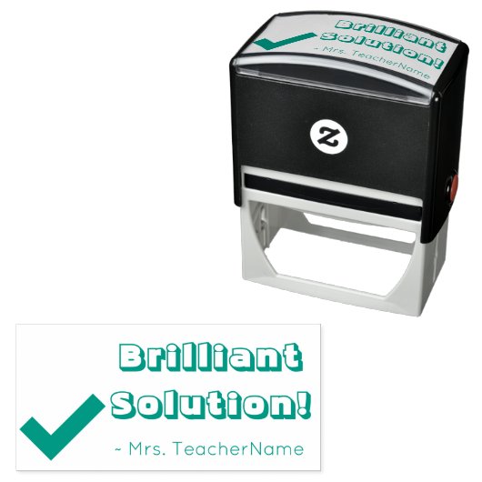Tampon Auto-encreur "Solution brillante !" + Nom de l'enseignant Timbr (En situation)