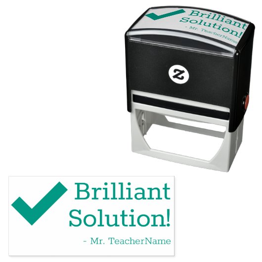 Tampon Auto-encreur "Solution brillante !" + Nom de l'instructeur pers (En situation)